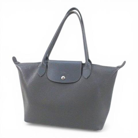ロンシャン LONGCHAMP トートバッグ セミショルダー グレー レザー フランス製  レディー...