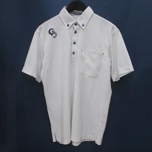 グリーンクラブ GREEN CLUBS ゴルフウェア 半袖 ポロシャツ 46 白系 ホワイト ボタンダウン 刺繍サイドカット メンズ