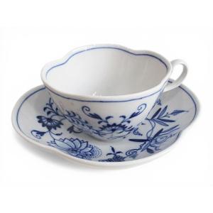 マイセン Meissen 55843 カップ＆ソーサー ブルーオニオン クローバー型 クオドリフォイ...