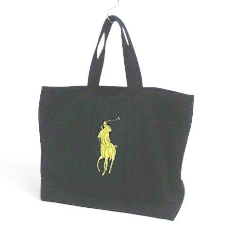 ラルフローレン RALPH LAUREN トートバッグ ポニー ゴールド ブラック 黒系 キャンバス...