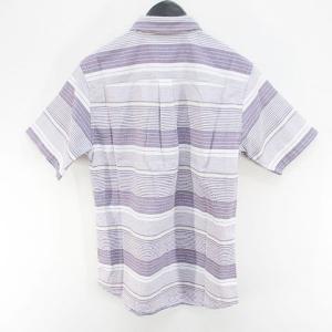 ボーダー 半袖 シャツ M 紫系 パープル 胸...の詳細画像1