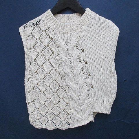 ザラ ZARA ベスト ノースリーブ ニット セーター 140 白系 ホワイト シースルー 透け感 ...