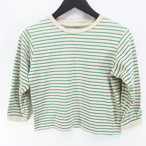 コーエン coen ボーダー 長袖 Tシャツ カットソー ロンT 120 ベージュ系 リブ キッズ
