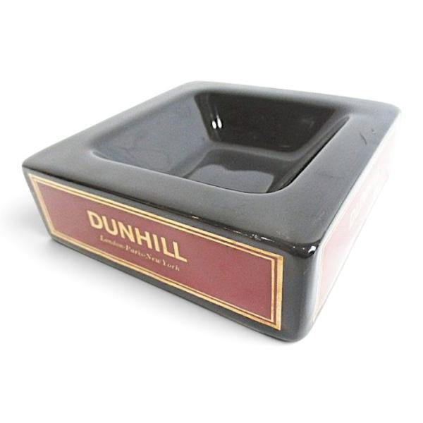 ダンヒル dunhill ヴィンテージ スクエア型 卓上灰皿 アッシュトレイ 陶磁器 ロゴ 黒系 そ...