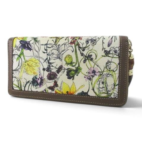 グッチ GUCCI バンブータッセル フローラ ラウンドファスナー長財布 マルチカラー レザー キャ...