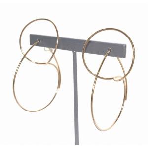 【中古】ヒロタカ Hirotaka フローティングフープピアス K10 変形 Mサイズ イエローゴールド /☆K レディース 【ベクトル 古着】