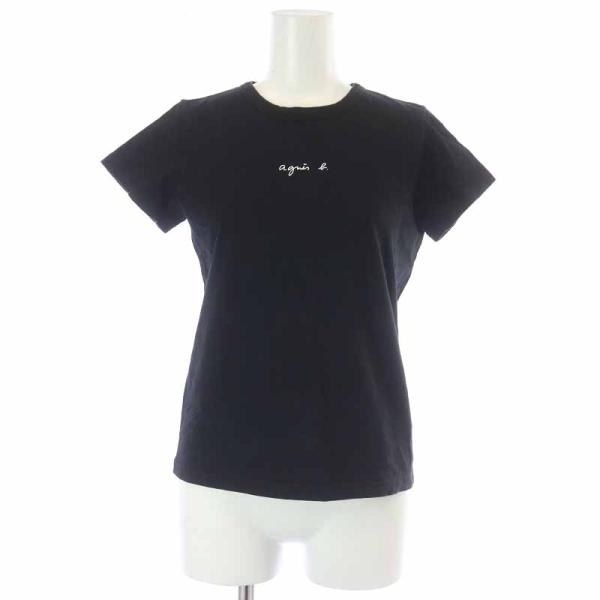 アニエスベー agnes b. Tシャツ カットソー 半袖 ロゴプリント T1 S 黒 ブラック /...