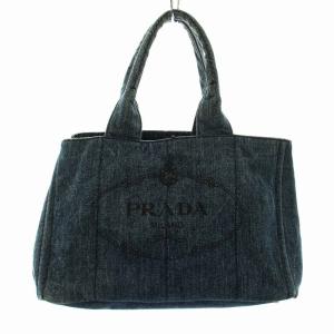 プラダ PRADA カナパ デニム DENIM トートバッグ ハンドバッグ 三角プレート 青 ブルー /YM ■OH レディース｜vectorpremium