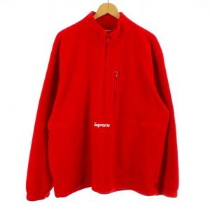 SUPREME 20FW Polartec Half Zip Pullover ポーラテックハーフジッププルオーバー 長袖 フリース ボックスロゴ L 赤 レッド｜vectorpremium