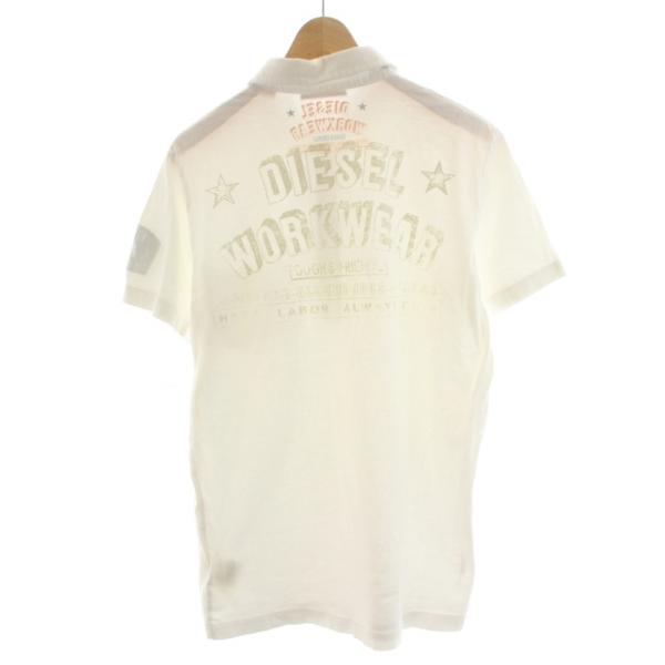 ディーゼル DIESEL SLIM FIT ポロシャツ カットソー バックプリント 半袖 XL 白 ...