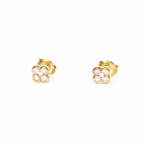 スタージュエリー STAR JEWELRY フラワーダイヤモンドピアス 0.09ct K18 イエロ...