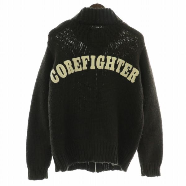 コアファイター CORE FIGHTER ジップアップニットジャケット セーター ハイネック ロゴ ...