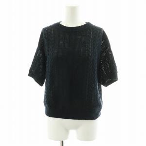 フォクシー FOXEY 22年製 Knit Top Lierre T ニット カットソー 半袖 麻 リネン 40 M 紺 ネイビー 42613 /AN38 レディース｜vectorpremium