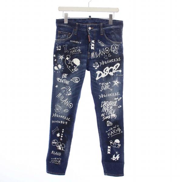 ディースクエアード DSQUARED2 22SS Skater Jean ペイント加工 デニムパンツ...