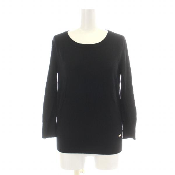 グッチ GUCCI ニット カットソー 七分袖 クルーネック 切替 ウール 絹 シルク XS 黒 ブ...