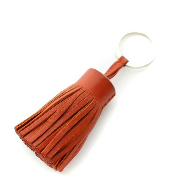 エルメス HERMES カルメン タッセル キーホルダー レザー チャーム オレンジ /DK ■OH...