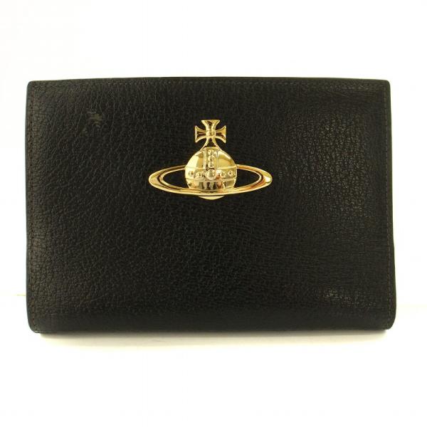 ヴィヴィアンウエストウッド Vivienne Westwood 手帳カバー オーブ レザー 黒 /M...