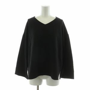 ナノユニバース nano universe カットソー 長袖 Vネック プルオーバー F ブラック NLE91SHL002TN /NQ レディース
