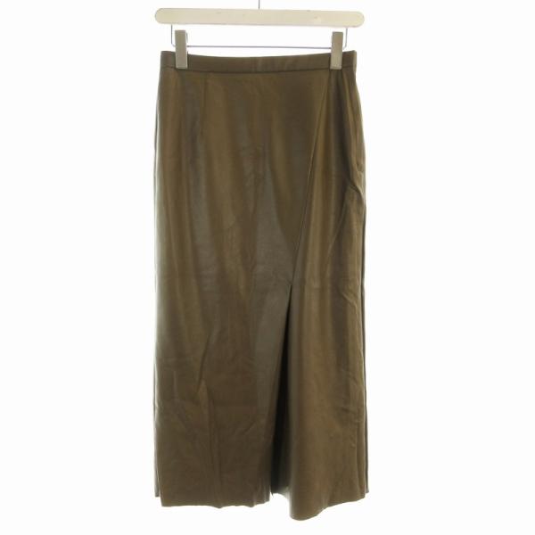 イエナ IENA タイトスカート ミモレ ロング フェイクレザー 36 S 茶 ブラウン /RO レ...