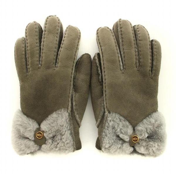 アグ オーストラリア UGG australia 手袋 グローブ 5本指 スエード 裏ボア リボンモ...