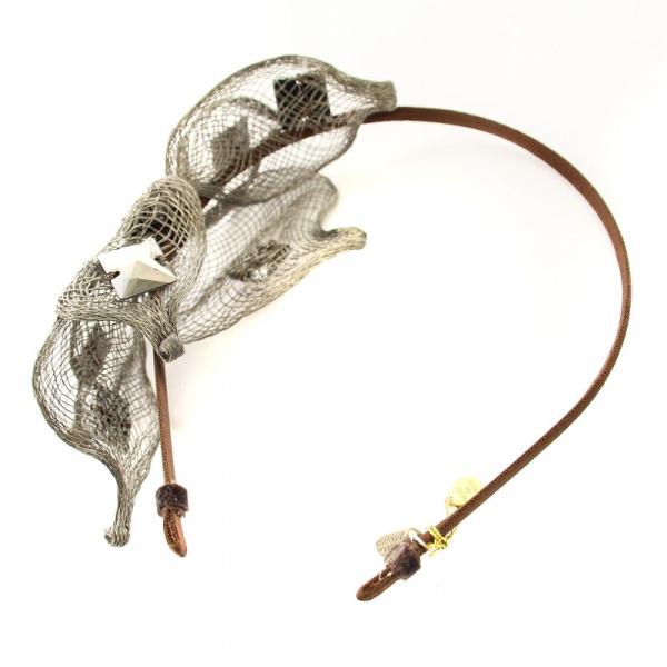 コレットマルーフ colette malouf ヘアアクセサリー カチューシャ レース 茶 グレー ...