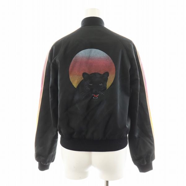 サンローラン パリ SAINT LAURENT PARIS スカジャン バックプリント シルク 絹 ...