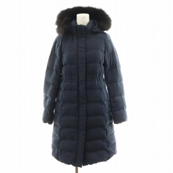 組曲 クミキョク KUMIKYOKU ウールライク ダウンコート ロング丈 フード アウター 2 紺...