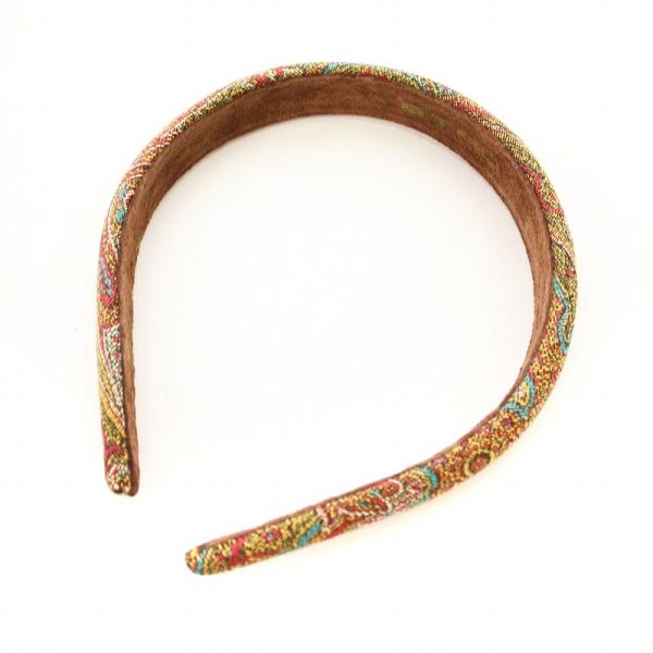 エトロ ETRO ヘアアクセサリー カチューシャ 総柄 ペイズリー柄 茶 /MM レディース