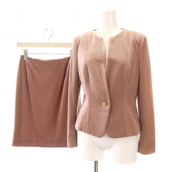 未使用品 アナイ ANAYI ベロア スーツ セットアップ 上下 ノーカラージャケット ミニ スカー...