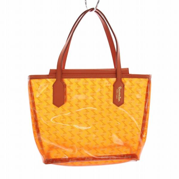 レザレクション RESURRECTION トートバッグ ハンドバッグ ビニール レザー 総柄 オレン...