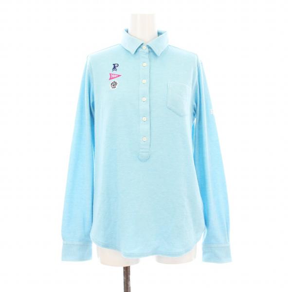 パーリーゲイツ PEARLY GATES ポロシャツ カットソー 長袖 刺繍 ゴルフウェア 1 水色...