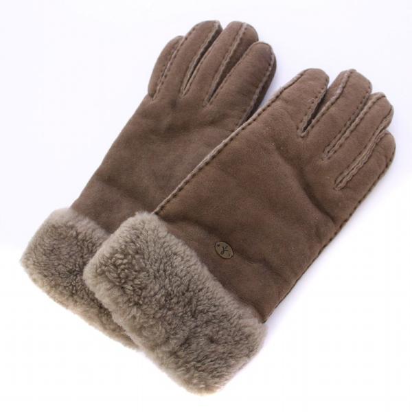 エミュー emu 手袋 ムートン スエード シープスキン 5本指 茶 ブラウン /BB レディース