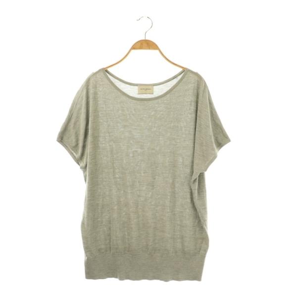 ユナイテッドアローズ UNITED ARROWS ニット カットソー 半袖 シルク混 グレー /AT...