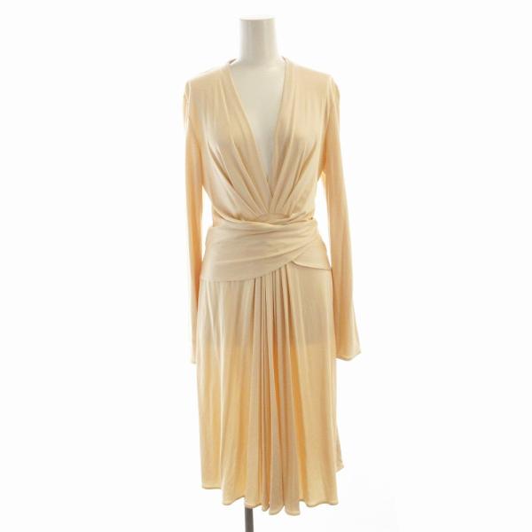 イッサロンドン ISSA LONDON カラードレス ワンピース ひざ丈 長袖 シルク UK8 ピン...