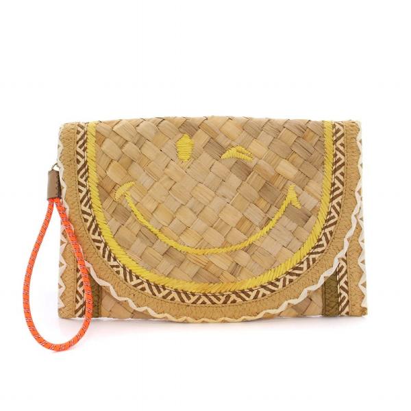 アニヤハインドマーチ ANYA HINDMARCH かごバッグ スマイル クラッチバッグ ラフィア ...