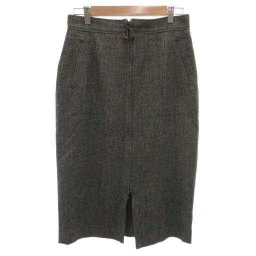 未使用品 ボッシュ BOSCH タグ付きタイトスカート ひざ丈 フロントジップ 40 L グレー 灰...