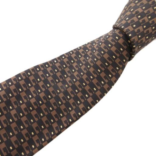 グッチ GUCCI ネクタイ 絹 シルク 茶 ブラウン 黒 ブラック 総柄 /FF メンズ