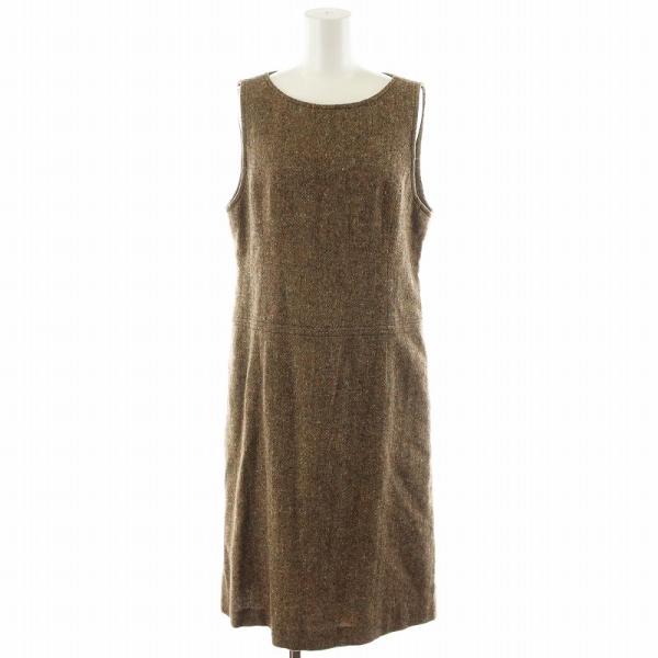 レリアン Leilian ワンピース ひざ丈 ノースリーブ ウール 7 茶 ブラウン /AN14 レ...