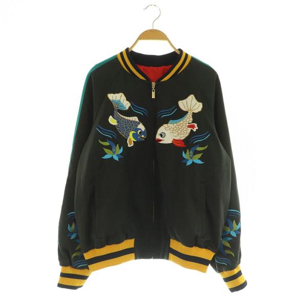 アンコキーヌ AnneCoquine スカジャン ブルゾン ジャケット ジップアップ 刺繍 M ブラ...