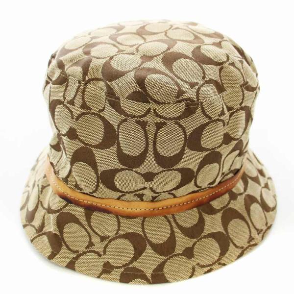 コーチ COACH シグネチャー バケットハット キャンバス ハット M ベージュ 茶 /☆G レデ...