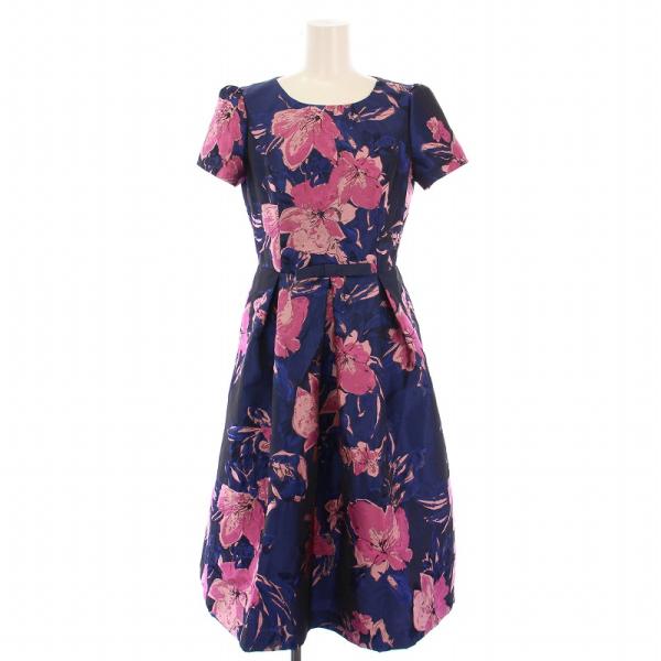 未使用品 エムズグレイシー M'S GRACY 25SS フレアワンピース ミモレ ロング 半袖 ク...