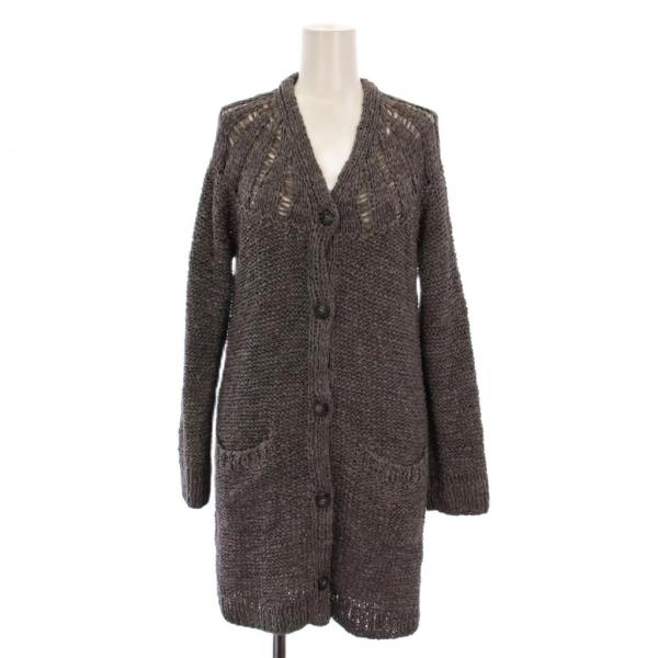 マオメイド mao made カーディガン ロング 長袖 Vネック M グレー /BM レディース