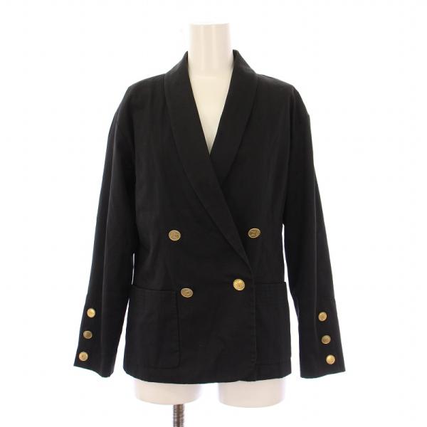シャネル CHANEL テーラードジャケット アウター ダブル 総裏地 金ボタン シルク 34 黒 ...