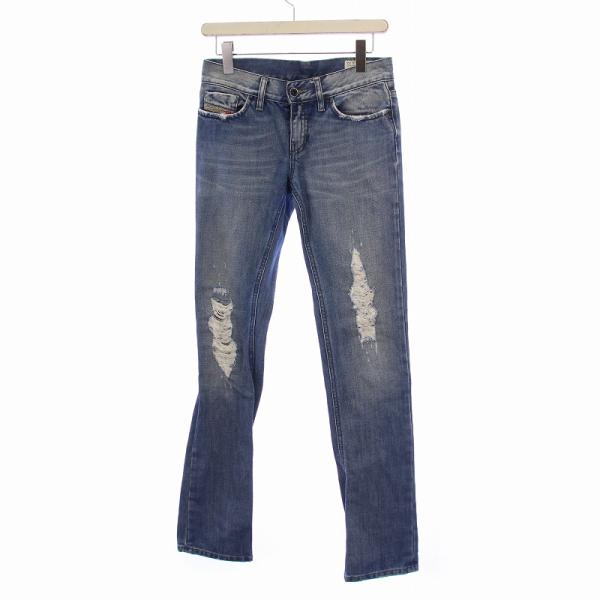 ディーゼル DIESEL LIV デニムパンツ ジーンズ ジップフライ USED加工 刺繍 スパンコ...