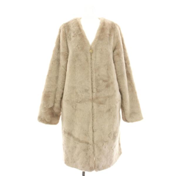 ユナイテッドアローズ ビューティー&amp;ユース フェイクファーノーカラーコート ジップアップ ロング S...