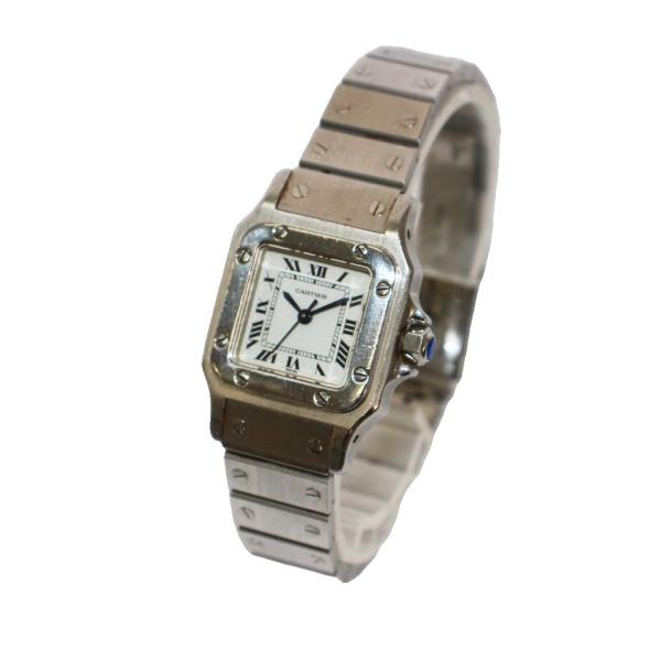 カルティエ Cartier サントス ガルベSM 腕時計 自動巻 オートマティック ホワイト文字盤 ...