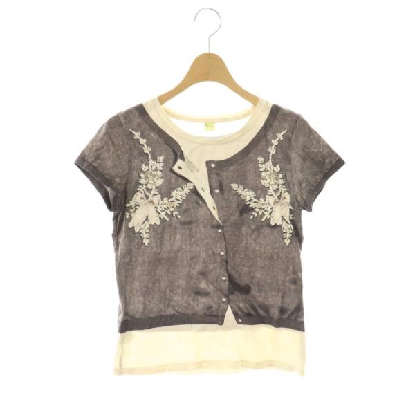 ポールスミス PAUL SMITH Tシャツ カットソー 半袖 総柄 コットン S グレー アイボリ...