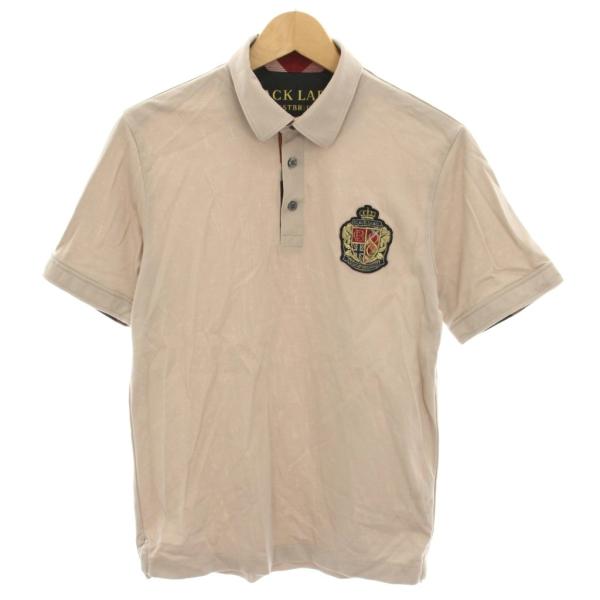 ブラックレーベルクレストブリッジ ポロシャツ ハーフボタン 半袖 ロゴワッペン M グレージュ 51...