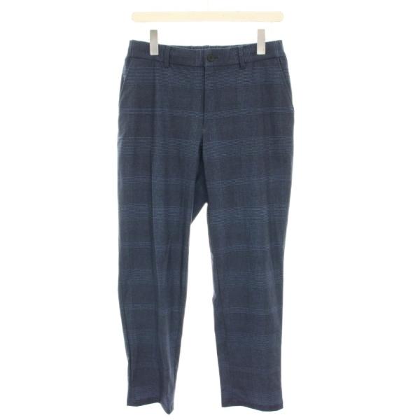 ブラックレーベルクレストブリッジ チェックイージーパンツ ジップフライ グレンチェック柄 M 紺 黒...