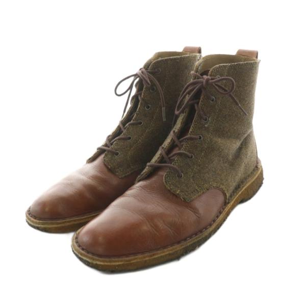 クラークス clarks ブーツ レザー 切替 レースアップ 8 ブラウン /NQ メンズ
